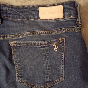 SLINK Jeans Curvy Women 16 Blue Denim Faded Comfort Stretch Classic